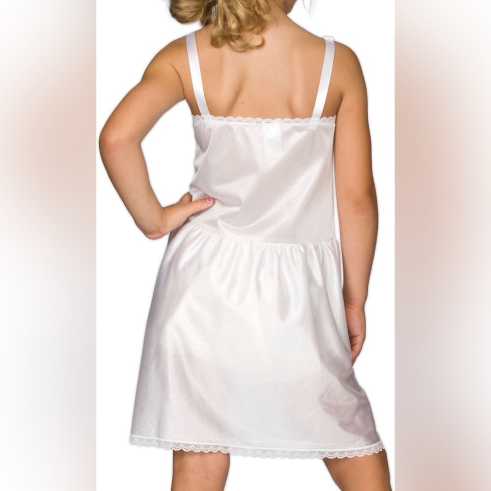 IC Collections Little Kid White Silky Smooth Under Dress Slip NWT Size 14 - Picture 2 of 4